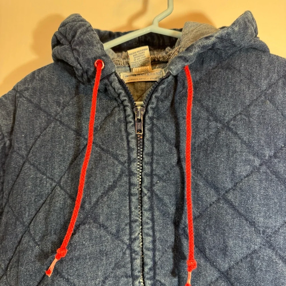 Vintage Oshkosh B'Gosh Denim Quilted Hooded‎ Jacket Size 24M